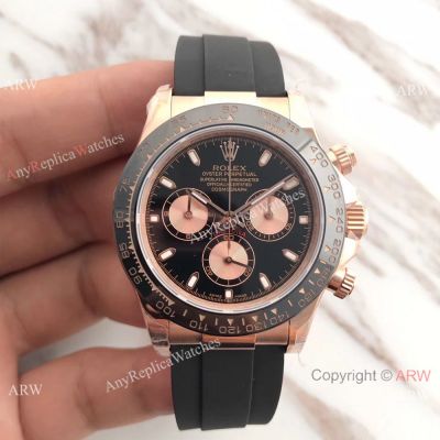 Replica Rolex Daytona 116515LN Rose Gold Oysterflex 4130 Watch 